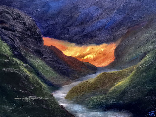 Light at the end of the tunnel oil painting