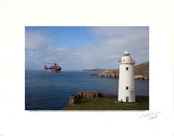 Helicopter at lighthouse